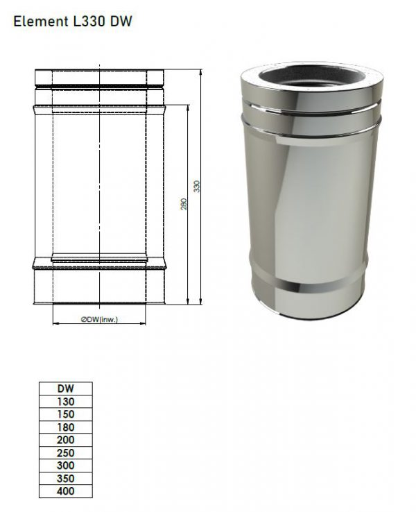 DW ø 250mm element 330mm - Afbeelding 2