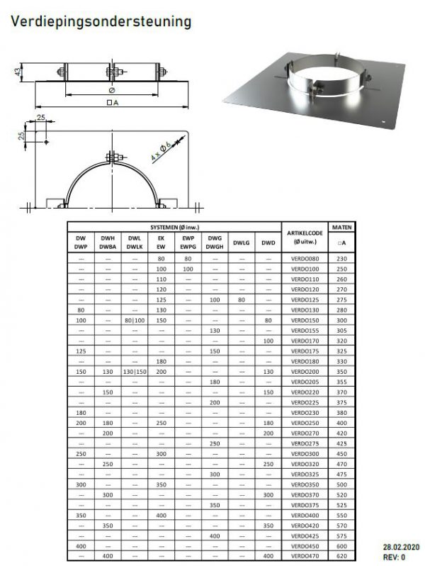 DW ø 250mm verdiepingsondersteuning 300mm - Afbeelding 2