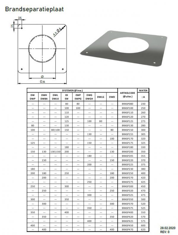 DW ø 300mm brandseparatieplaat 350mm - Afbeelding 3