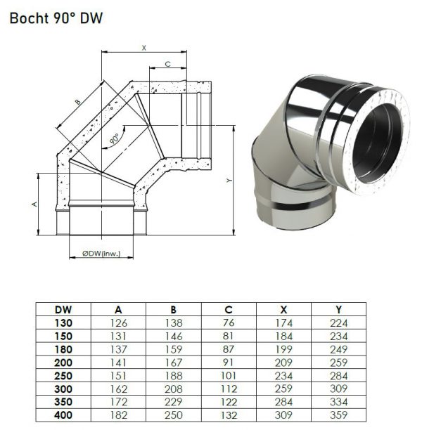 DW ø 350mm segmentbocht 90º - Afbeelding 3