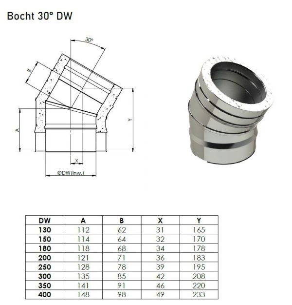 DW ø 400mm segmentbocht 30º - Afbeelding 3
