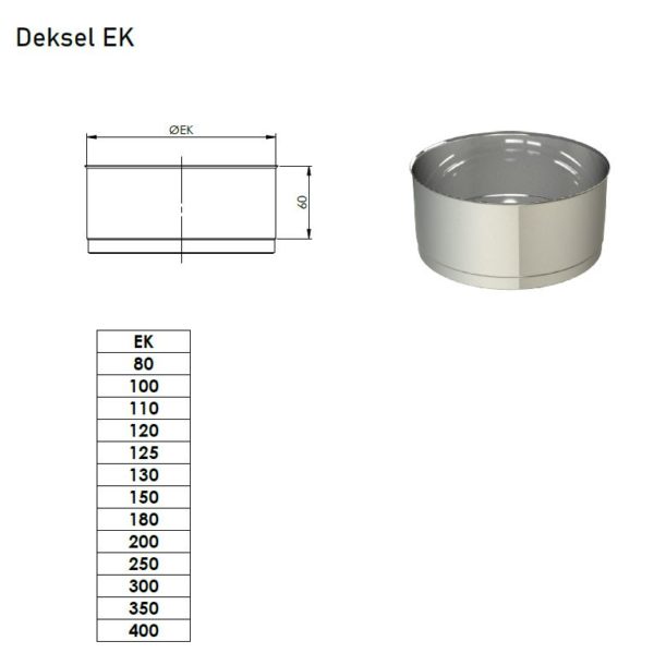 EK ø 130mm deksel tbv T-stuk - Afbeelding 2