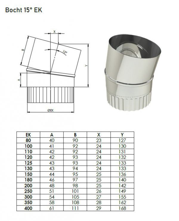 EK ø 130mm segmentbocht 15º - Afbeelding 2