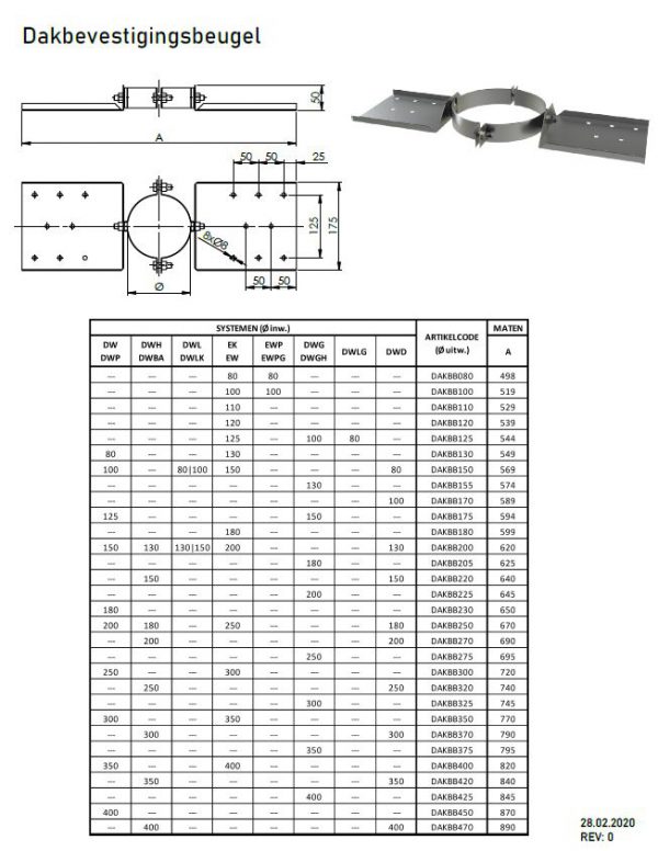 EK ø 130mm dakbevestigingsbeugel - Afbeelding 2