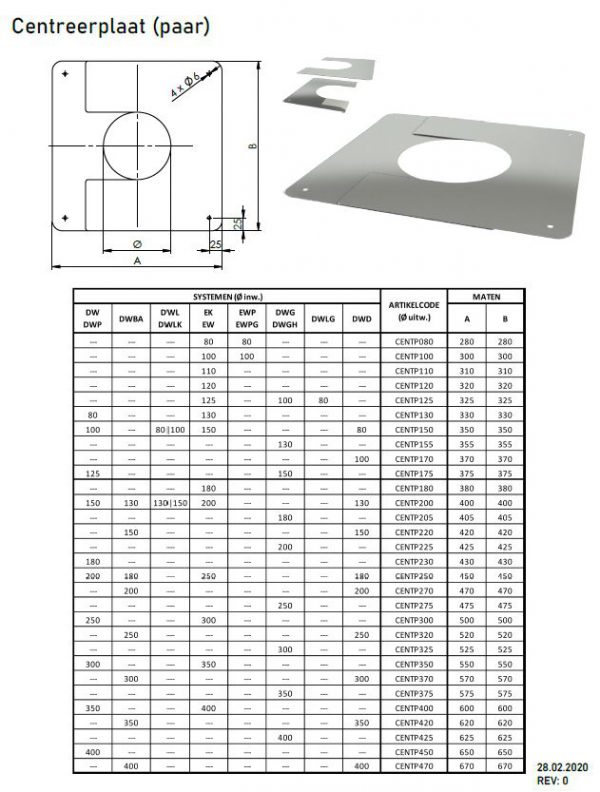 EK ø 130mm centreerplaat (hellend) - Afbeelding 2